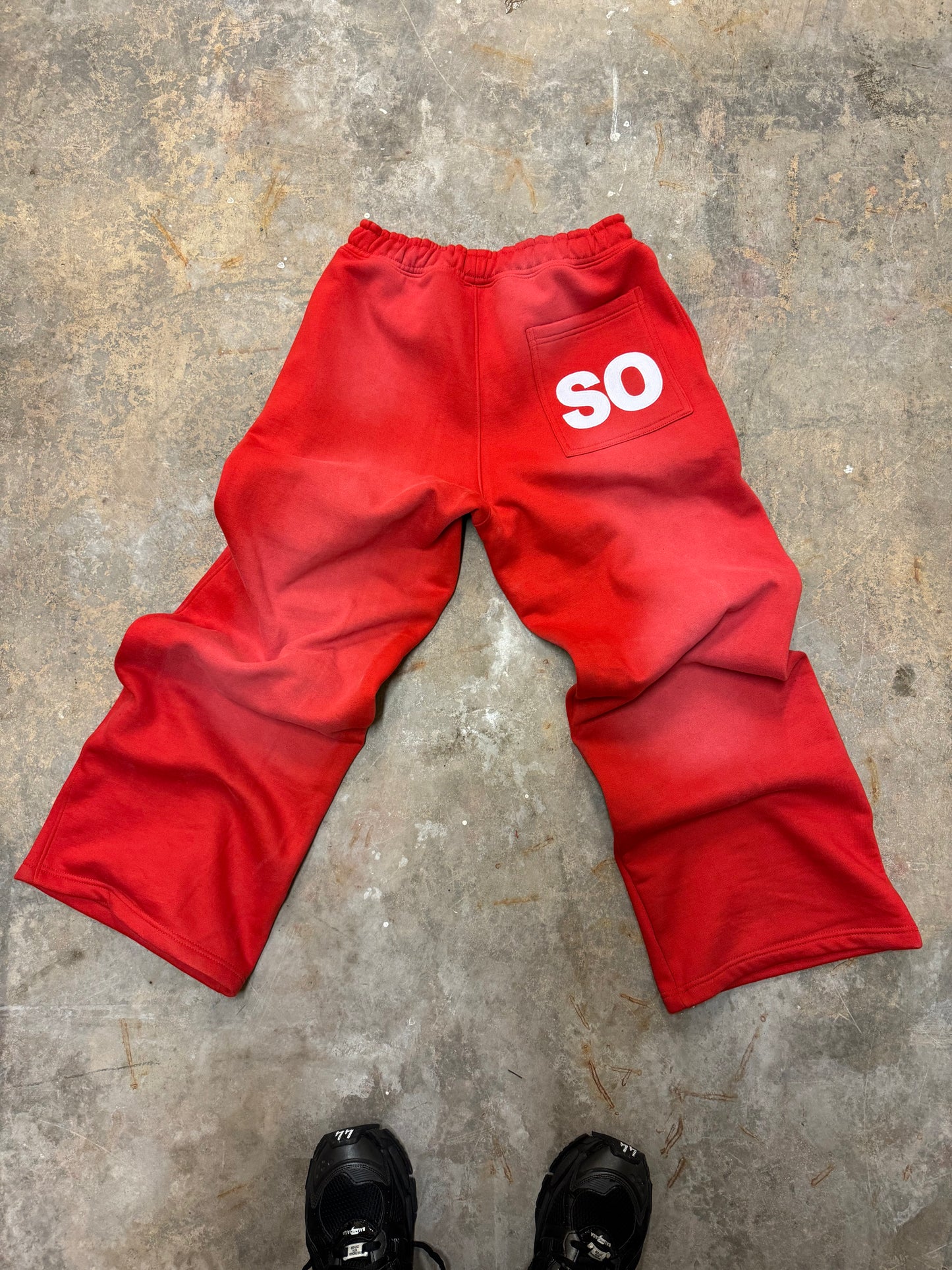 Red Wide Leg S Logo Pants