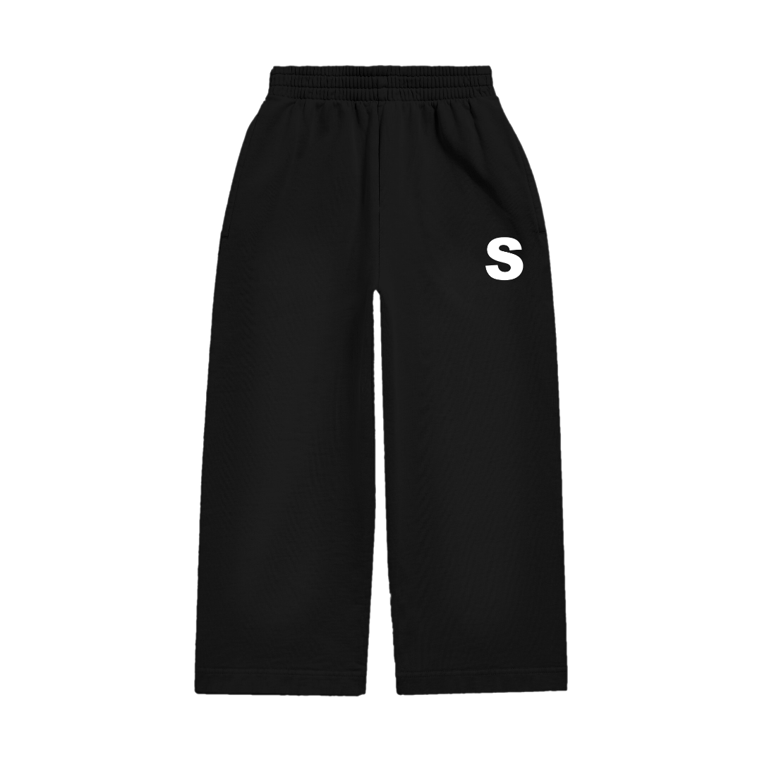 Black Wide Leg S Logo Pants SW